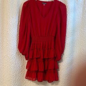 Vince Camuto Red Long Sleeve Dress